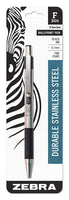 Zebra F-301 Ballpoint Stainless Steel Retractable Pen, Fine Point, 0.7mm, 1-Count