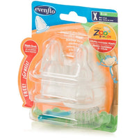 Evenflo Zoo Friends 4 Count Silicone Anatomic Nipple with Brush, X-Cut