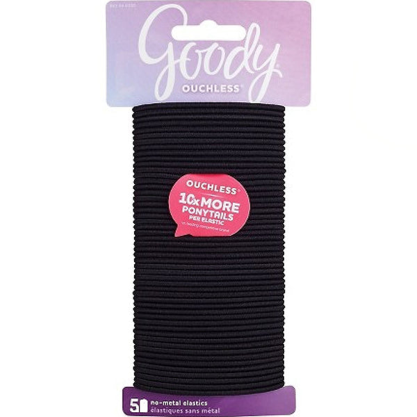 Goody Ouchless No Metal Elastics, Large, Thin Black 50 ea (Pack of 3)