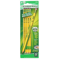 Dixon Ticonderoga Wood-Cased #2 HB Pencils, Pre-Sharpened, Set of 4, Yellow (33882)