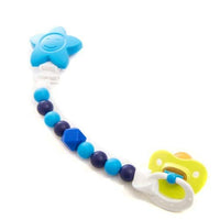 Petite Creations BPA Free Soft Silicone Pacifier Holder - Blue Star