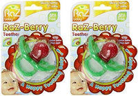 RaZbaby RaZ-Berry Silicone Teether/Multi-Texture Design/Hands Free Design/Red