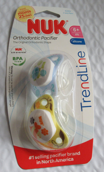 Nuk Trendline Orthodontic Pacifier- Blue & yellow- 2 pacifiers - 6+ month