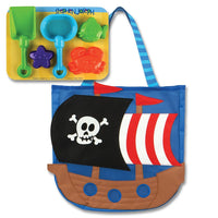 Stephen Joseph Boys Pirate Ship Beach Tote Bag with Bucket Sun Hat and Sunglasses for Kids