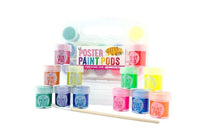 Ooly Lil' Poster Paint Pods - Set of 12 - 6 Neon and 6 Glitter Colors - Washable - Brush Included