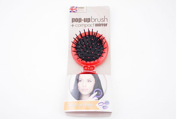 London Bath & Beauty Pop-up Hairbrush with Mirror Great for Travel