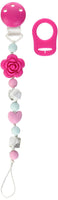 Kushies Baby SILIBEADS Silicone Pacifier Clip, Pink Flowers