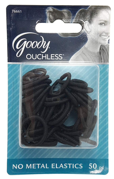 Goody - Women's Classic  Mini Black Elastics, No Metal, 50 Pc,