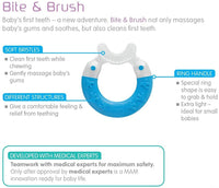 Mam Bite & Brush Teether With Soft Bristles 3+ Months Blue