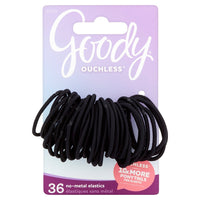 Goody Ouchless Gentle Elastic Ponytail Holders, Black, 36 ct