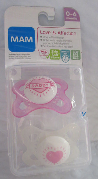 MAM Pacifiers,  0-6 Months, , ‘I Love Daddy’ Design Collection, Girl, 2-Count