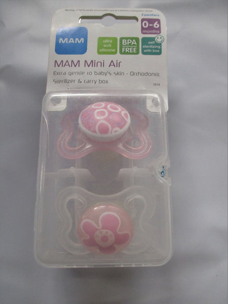 MAM Sensitive Skin Pacifiers, Baby Pacifier 0-6 Months, Best Pacifier for Breastfed Babies, Mini Air Design Collection, Girl, 2-Count