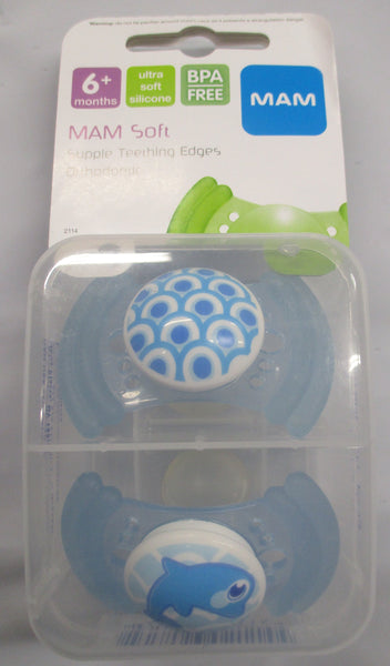 Mam Soft Supple Edge Teething Pacifiers - Blue (6 months)