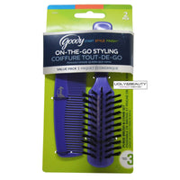 Goody On-The-Go Styling,  Hair Brush and Comb Set (Gray)