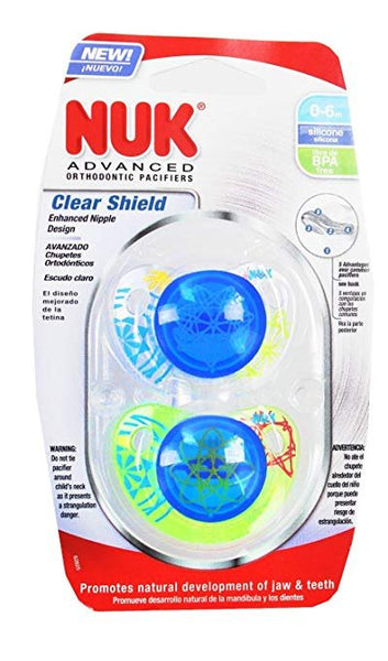 Nuk Advanced Clear shield Orthodontic Pacifiers 2 pk 0-6 Month Boy