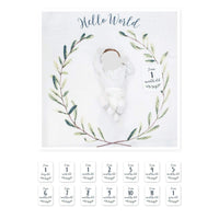 lulujo Baby’s First Year Blanket & Card Set 47inx47in Hello World- DAMAGED BOX