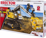 Erector by Meccano 2-in-1 Excavator and Bulldozer Model Set, STEM Education Toy for Ages 10 & Up