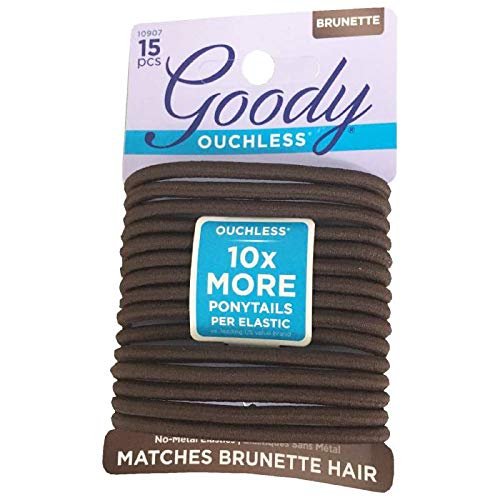 Goody WoMens Ouchless Braided Elastics, Brown, 15 Count
