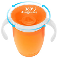 Munchkin Miracle 360 Trainer Cup with handles, Pink/Orange, 7 Ounce, 2 Count