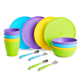 Munchkin 16 Piece Toddler Dining Set, Includes Plates, Bowls, Cups and Utensils, Multi