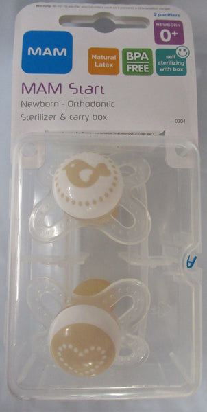MAM Start Newborn Pacifiers (2 pack, 1 Sterilizing Pacifier Case)
