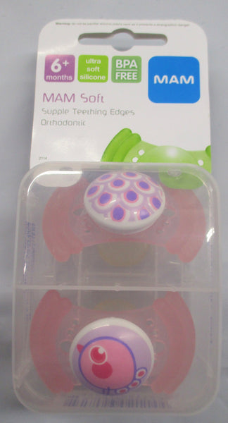 Mam Soft Supple Edge Teething Pacifiers - Pink (6 months)